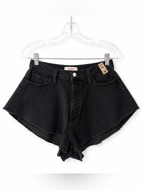 VIBRANT High Rise Black Denim Shorts Size M